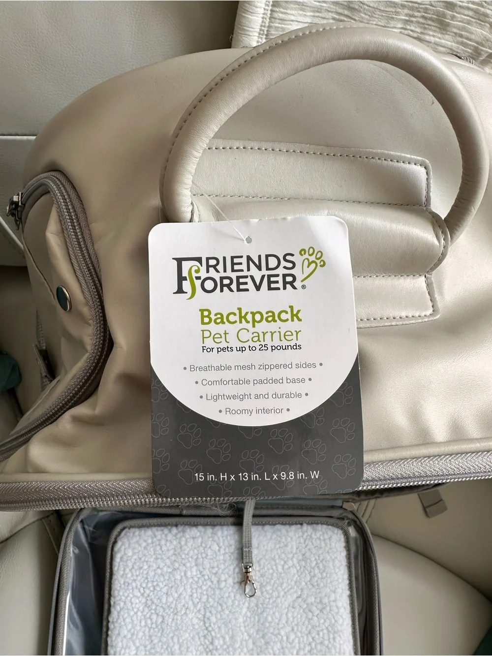NWT Friends Forever Pet Backpack Carrier | Cat & Small Dog | Sherpa Liner